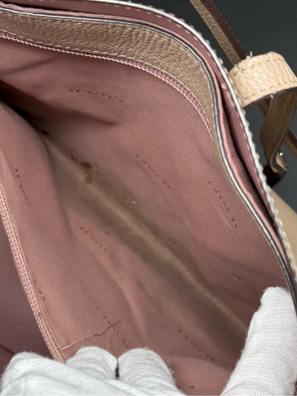 Coach Pebbled Leather Tote in Taupe